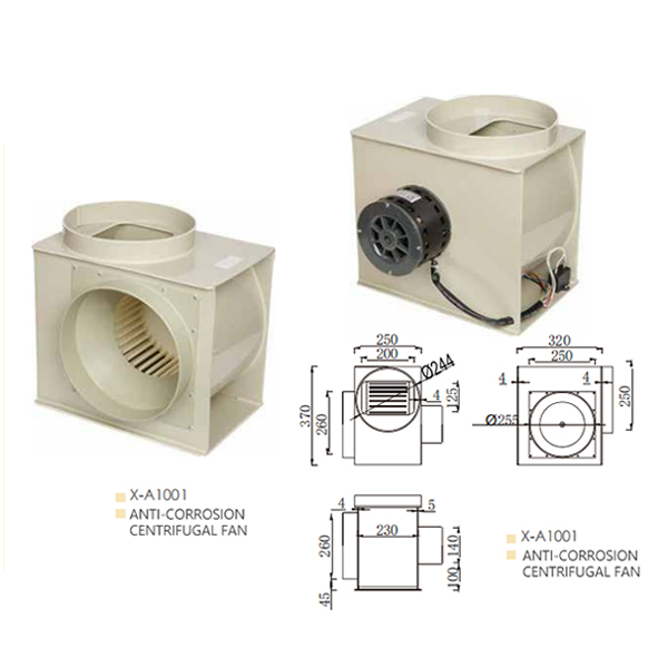 Ventilador centrífugo PP para campana extractora
