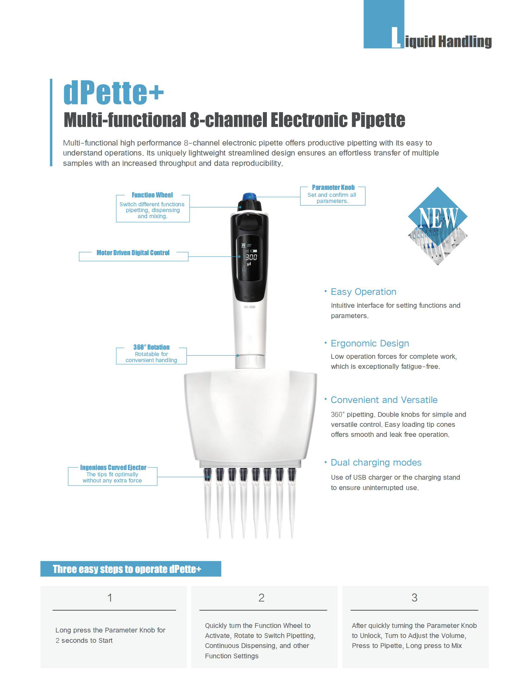 Pipeta de laboratorio automática de micropipetismo automático multicanal Pipeta de laboratorio autoclavable con autocalibración